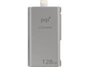 PQI iConnect [Apple MFi] 128GB Mobile Flash Drive w Lightning Connector for iPhones iPads iPod Mac PC USB 3.0 Iron Gray Model 6I01 128GR2001