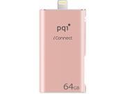PQI iConnect [Apple MFi] 64GB Mobile Flash Drive w Lightning Connector for iPhones iPads iPod Mac PC USB 3.0 Rose Gold Model 6I01 064GR4001