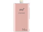 PQI iConnect [Apple MFi] 16GB Mobile Flash Drive w Lightning Connector for iPhones iPads iPod Mac PC USB 3.0 Rose Gold Model 6I01 016GR4001