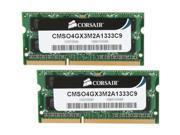 CORSAIR ValueSelect 4GB 2 x 2GB 204 Pin DDR3 SO DIMM DDR3 1333 PC3 10600 Laptop Memory Model CMSO4GX3M2A1333C9