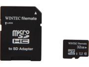 Wintec Filemate Professional Plus 32GB microSDHC Flash Card with Adapter Model 3FMUSD32GU1PI R
