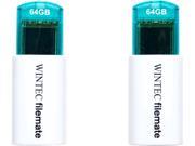 Wintec 64GB FileMate Mini Plus USB Flash Drives Two Pack 3FMUSB64GMPBL X2