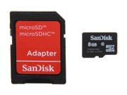 SanDisk 8GB microSDHC Flash Card w Adapter Model SDSDQM 008G B35A