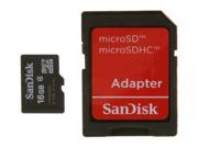 SanDisk 16GB microSDHC Flash Card w Adapter Model SDSDQM 016G B35A