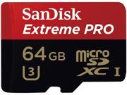 SanDisk 64GB Extreme PRO microSDXC UHS I U3 Class 10 Memory Card with Adapter Speed Up to 95MB s SDSDQXP 064G G46A