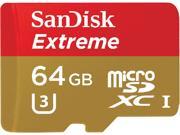 SanDisk 64GB Extreme microSDXC UHS I U3 Class 10 Memory Card with Adapter Speed Up to 90MB s SDSQXVF 064G GN6MA