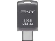 PNY 64GB Duo Link TYPE C OTG USB 3.1 Flash Drive P FDU64GOTGCSW31 GE