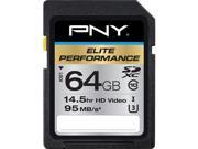 PNY 64GB Elite Performance SDXC UHS I U3 Class 10 Memory Card Speed Up to 95MB s P SDX64U395 GE