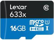 Lexar 16GB High Performance 633x microSDHC UHS I U1 Class 10 Memory Card w SD Adapter LSDMI16GBBNL633A