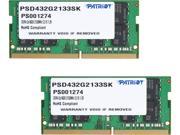Patriot Signature Line 32GB 2 x 16G 260 Pin DDR4 SO DIMM DDR4 2133 PC4 17000 Memory Notebook Memory Model PSD432G2133SK
