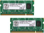 G.SKILL 2GB 2 x 1GB 200 Pin DDR2 SO DIMM DDR2 667 PC2 5300 Dual Channel Kit Laptop Memory Model F2 5300CL4D 2GBSA