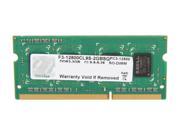 G.SKILL 2GB 204 Pin DDR3 SO DIMM DDR3 1600 PC3 12800 Laptop Memory Model F3 12800CL9S 2GBSQ