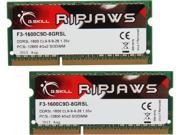 G.SKILL Ripjaws Series 8GB 2 x 4GB 204 Pin DDR3 SO DIMM DDR3L 1600 PC3L 12800 Laptop Memory Model F3 1600C9D 8GRSL