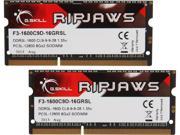 G.SKILL Ripjaws Series 16GB 2 x 8G 204 Pin DDR3 SO DIMM DDR3L 1600 PC3L 12800 Laptop Memory Model F3 1600C9D 16GRSL