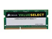 CORSAIR ValueSelect 4GB 204 Pin DDR3 SO DIMM DDR3 1600 PC3 12800 Laptop Memory Model CMSO4GX3M1A1600C11