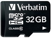 Verbatim 32GB microSDHC Flash Card w Adapter Model 44083