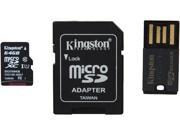 Kingston 64GB Multi Kit Mobility Kit microSDXC Class 10 Memory Card with SD Adapter and Reader MBLY10G2 64GB