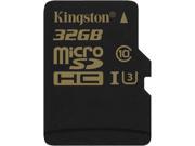 Kingston 32GB MicroSDHC UHS I U3 Class 10 Memory Card with Adapter Speed Up to 90MB s SDCG 32GB