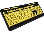 Adesso AKB 132UY EasyView Luminouse high contract 4X large print yellow keycap multimedia USB keyboard for low vision