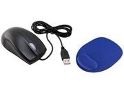Insten 1042508 Black Wired Optical Ergonomic Mouse Blue Wrist Comfort Mouse Pad