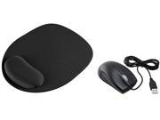 Insten 1042509 Black Wired Optical Ergonomic Mouse Black Wrist Comfort Mouse Pad