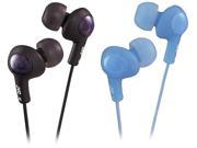 JVC Gumy Plus Inner Ear Black Blue Canal 2pk Bundle Gummy Plus Inner Ear Headphones