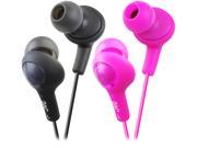 JVC Gumy Plus Inner Ear Black Pink Canal 2pk Bundle Gummy Plus Inner Ear Headphones