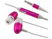 INSTEN Hot Pink 798711 Canal Hot Pink 3.5mm In Ear Stereo Headset w On off Mic