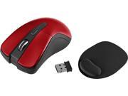 Insten 2026981 Red RF Wireless Optical Mouse with Wrist Comfort Mouse Pad
