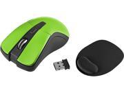 Insten 2026983 Green RF Wireless Optical Mouse with Wrist Comfort Mouse Pad