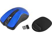 Insten 2026984 Blue RF Wireless Optical Mouse with Wrist Comfort Mouse Pad