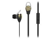 MQbix Gold MQET39GLD Platinum2 High Performance Secure Fit Earphones with Tangle Free Flat Cable and Mic Gold