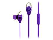 MQbix Purple MQET39PUR Platinum2 High Performance Secure Fit Earphones with Tangle Free Flat Cable and Mic