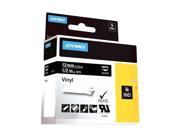 Dymo 1805435 Rhino Adhesive Vinyl Label Tape 1 2 inch 18 foot Cassette Black