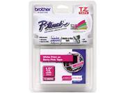 Brother 12mm 1 2 Simply Stylish White on Berry Pink Laminated Tape 5m 16.4 1 Pkg