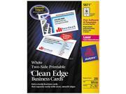 Avery 5874 Two Side Clean Edge Laser Business Cards 2 x 3 1 2 White 1000 Pack