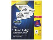 Avery 5877 Clean Edge Laser Business Cards 2 x 3 1 2 White 10 Sheet 400 Box