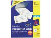 Avery 8376 Inkjet Matte Business Cards 2 x 3 1 2 Ivory 10 Sheet 250 Pack