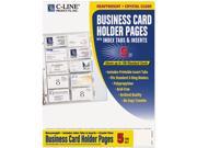 C Line 61117 Tabbed Business Card Binder Pages 20 Cards Per Letter Page Clear 5 Pages