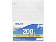 Mead Filler Paper 16 lbs. Wide Ruled 3 hole punched 10 1 2 x 8 200 Sheets Pack