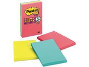 Post it Notes Super Sticky 660 3SSUC Super Sticky Jewel Pop Notes 4 x 6 Lined 3 90 Sheet Pads per Pack