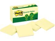 Post it Greener Notes 654 RP YW Recycled Notes 3 x 3 Canary Yellow 12 100 Sheet Pads Pack