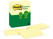 Post it Greener Notes 655 RP YW Recycled Notes 3 x 5 Canary Yellow 12 100 Sheet Pads Pack