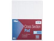 Tops 35101 Section Pads w 10 Squares Quadrille Rule Ltr White 50 Sheets Pad
