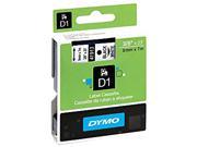 Dymo 41913 Black on White D1 Label Tape 0.37 Width x 23 ft Length 1 Each Polyester Thermal Transfer White