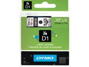 Dymo 45010 Black on Clear D1 Label Tape 0.50 Width x 23 ft Length 1 Each Rectangle Polyester Thermal Transfer Clear