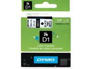 Dymo 45013 D1 Standard Tape Cartridge for Dymo Label Makers 1 2in x 23 ft Black on White 45013
