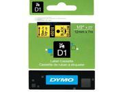 Dymo 45018 Black on Yellow D1 Label Tape 0.50 Width x 23 ft Length 1 Each Polyester Thermal Transfer Yellow
