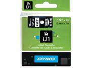 Dymo 45021 White on Black D1 Label Tape 0.50 Width x 23 ft Length 1 Each Polyester Thermal Transfer White