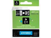 Dymo 45811 White on Black D1 Label Tape 0.75 Width x 23 ft Length 1 Each Polyester Thermal Transfer White